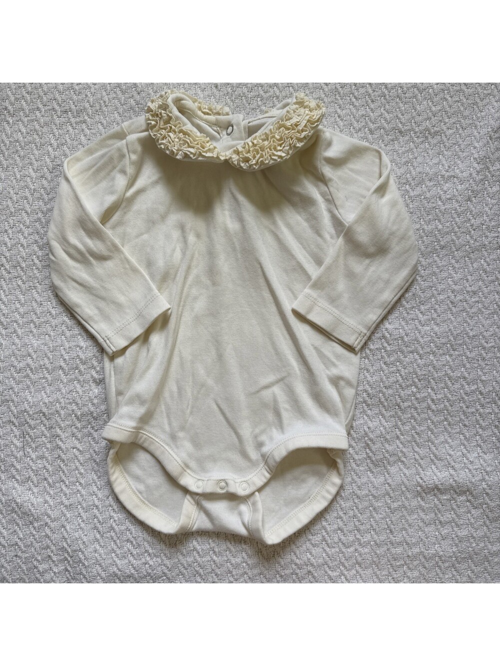 Vintage Gymboree 2004 Baby Girl Ivory Collared Long Sleeve Bodysuit 6-12M